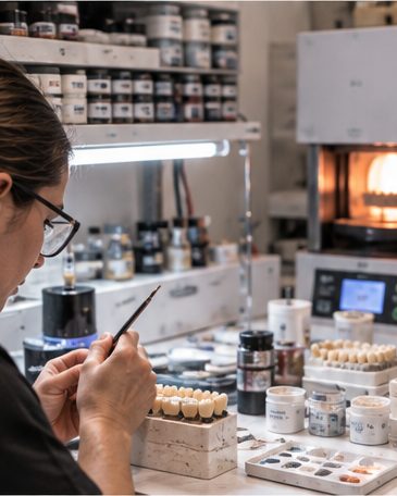 Maquillage d'une céramique au poste de céramique