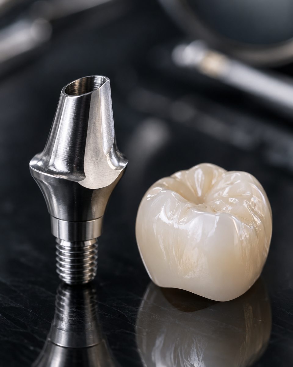 Pilier personnalisé et couronne sur implant